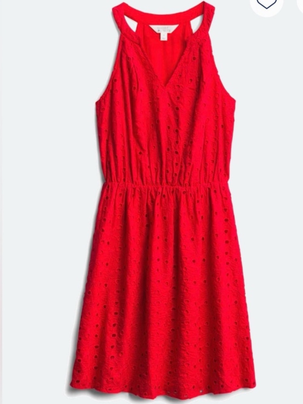 Market & Spruce Brea Red Eyelet Embroidered Halter Dress - Size Medium